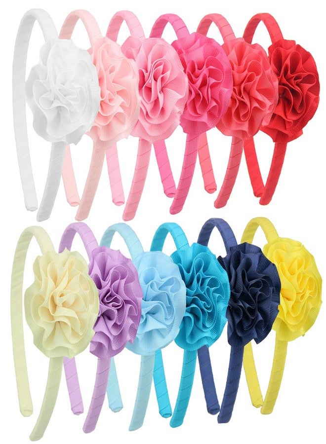7Rainbows 1 Pcs Grosgrain Ribbon Rose Pink Carnation Floral Headbands for Girls Toddlers Teens. - Image 5